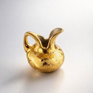 Miniature Gold Creamer Vase Splatter Glaze Vintage Collectible
